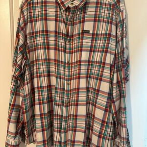Columbia Men's Red and Green Plaid Button Down Shirt